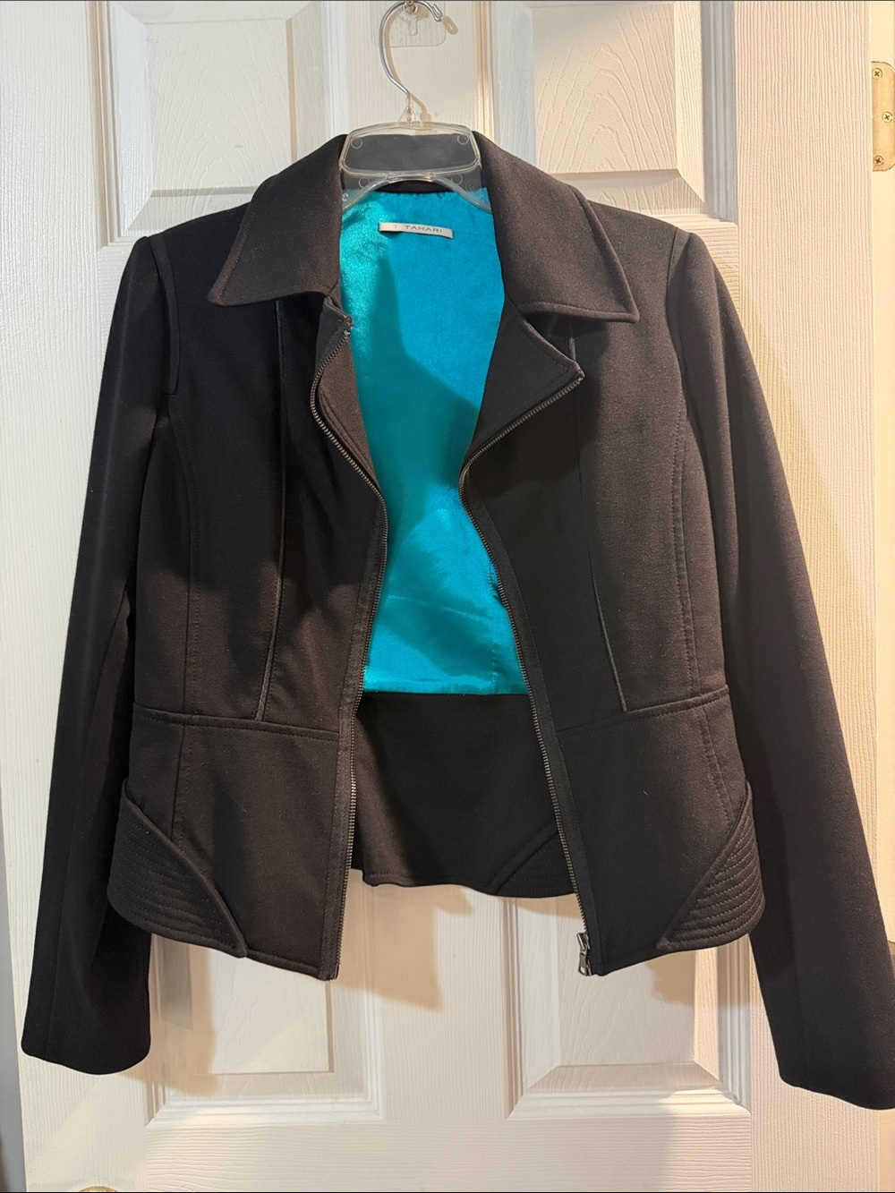 Tahari Black Jacket with Teal Lining